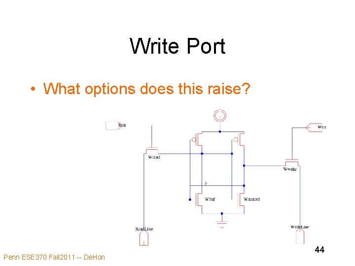 Write Port • What options does this raise? Penn ESE 370 Fall 2011 -- Write Port • What options does this raise? Penn ESE 370 Fall 2011 --