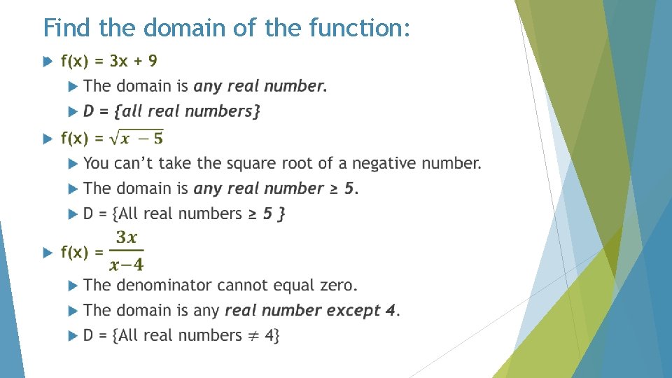 Find the domain of the function: 