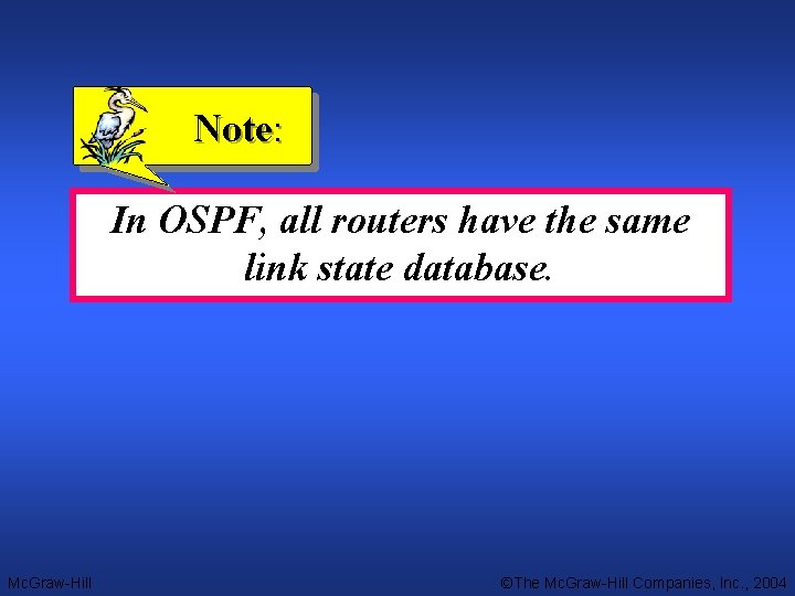 Note: In OSPF, all routers have the same link state database. Mc. Graw-Hill ©The