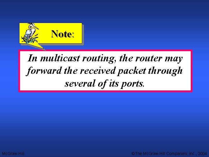 Note: In multicast routing, the router may forward the received packet through several of