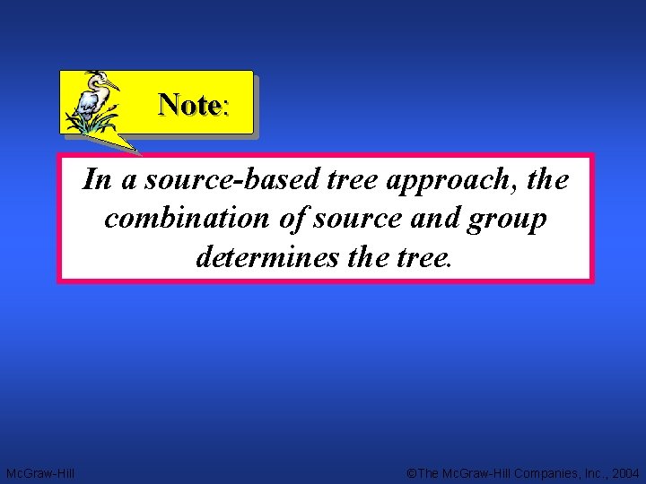 Note: In a source-based tree approach, the combination of source and group determines the