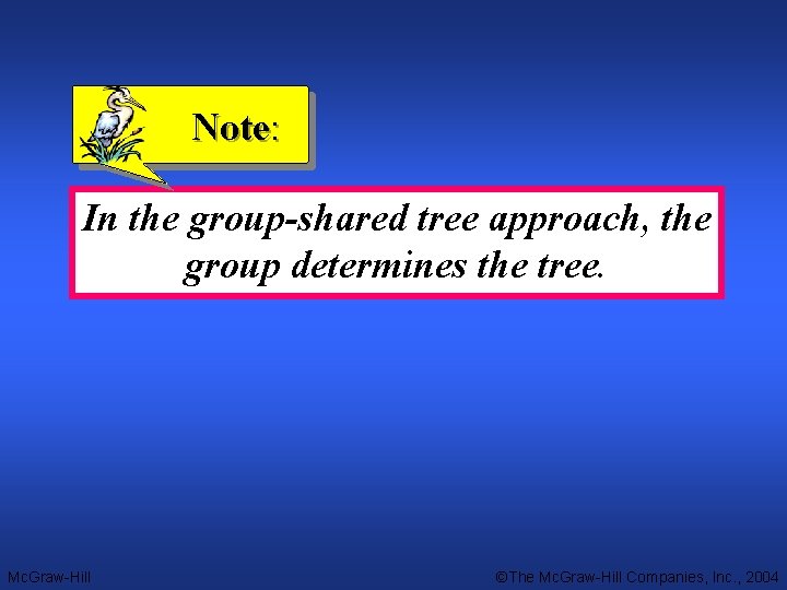 Note: In the group-shared tree approach, the group determines the tree. Mc. Graw-Hill ©The