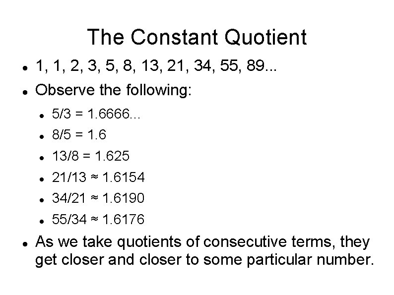 Mathletes 10 24 12 Fibonacci Numbers And The