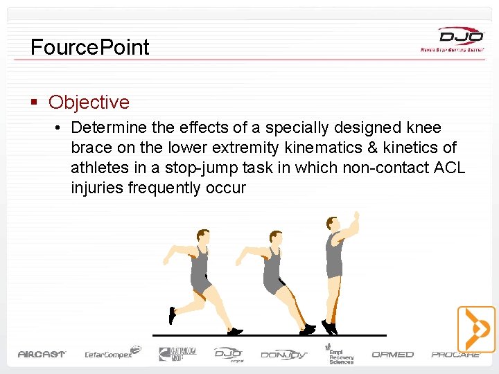 Fource. Point § Objective • Determine the effects of a specially designed knee brace