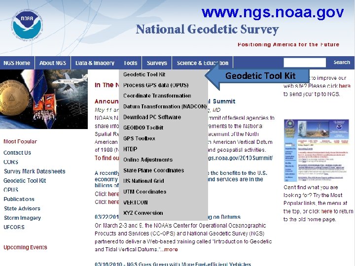 www. ngs. noaa. gov Geodetic Tool Kit 