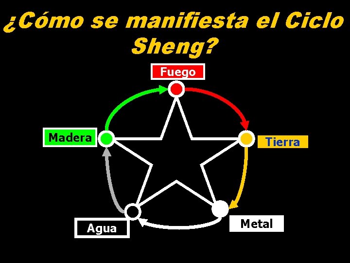 ¿Cómo se manifiesta el Ciclo Sheng? Fuego Madera Agua Tierra Metal ¿Cómo se manifiesta el Ciclo Sheng? Fuego Madera Agua Tierra Metal