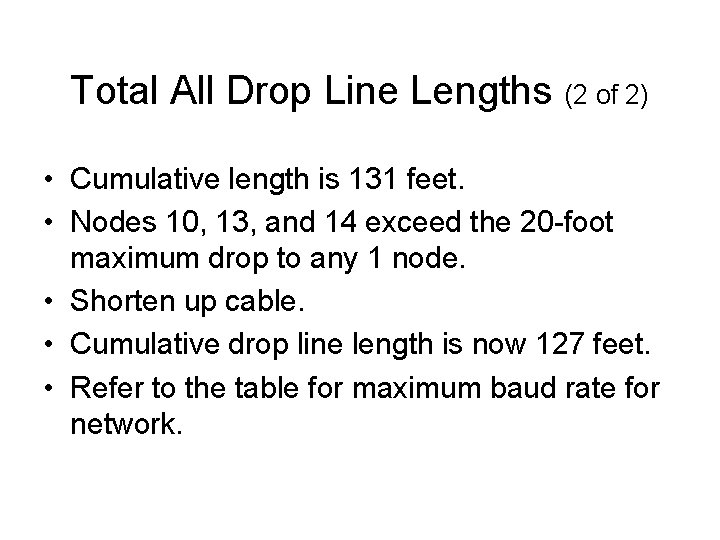 Total All Drop Line Lengths (2 of 2) • Cumulative length is 131 feet.