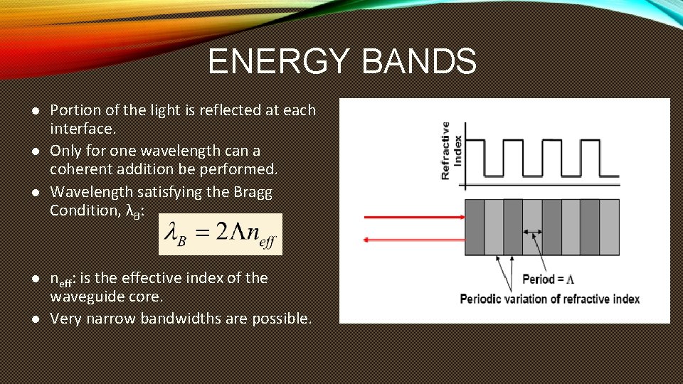 ENERGY BANDS l l l Portion of the light is reflected at each interface.