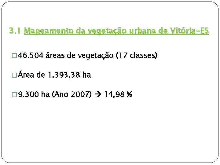 3. 1 Mapeamento da vegetação urbana de Vitória-ES � 46. 504 áreas de vegetação