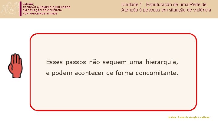 Coleção: ATENÇÃO A HOMENS E MULHERES EM SITUAÇÃO DE VIOLÊNCIA POR PARCEIROS ÍNTIMOS Unidade