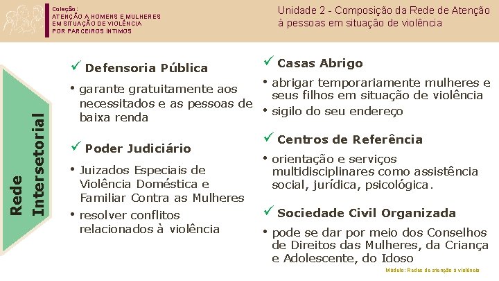 Unidade 2 - Composição da Rede de Atenção à pessoas em situação de violência