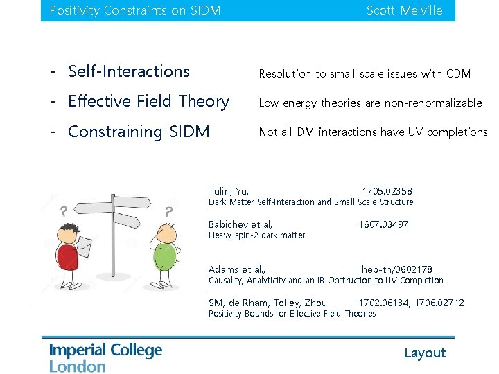 Positivity Constraints on SIDM Scott Melville - Self-Interactions Resolution to small scale issues with