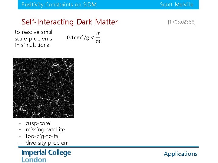 Positivity Constraints on SIDM Self-Interacting Dark Matter to resolve small scale problems in simulations