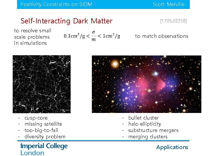 Positivity Constraints on SIDM Scott Melville Self-Interacting Dark Matter to resolve small scale problems