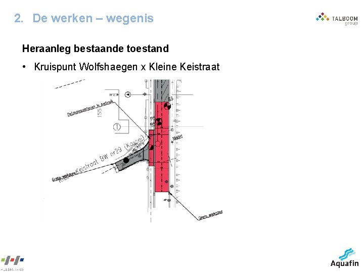 2. De werken – wegenis Heraanleg bestaande toestand • Kruispunt Wolfshaegen x Kleine Keistraat