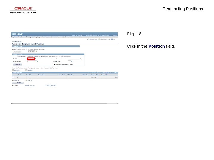 Terminating Positions Step 18 Click in the Position field. 