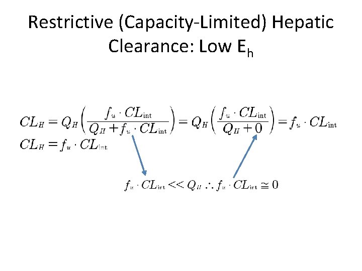 Restrictive (Capacity-Limited) Hepatic Clearance: Low Eh 