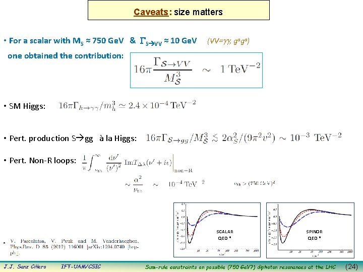 Caveats: size matters • For a scalar with MS ≈ 750 Ge. V &