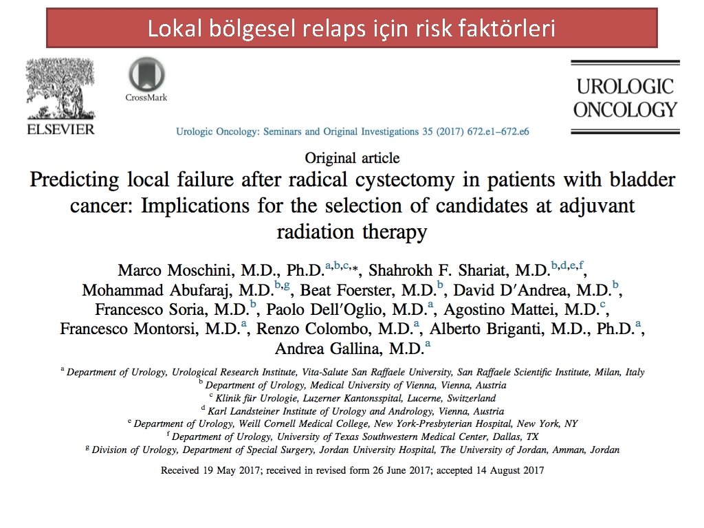 Lokal bölgesel relaps için risk faktörleri 