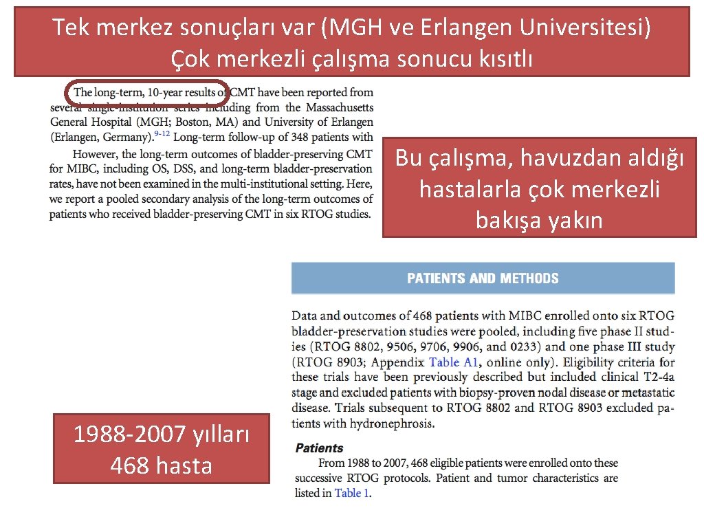 Tek merkez sonuçları var (MGH ve Erlangen Universitesi) Çok merkezli çalışma sonucu kısıtlı Bu