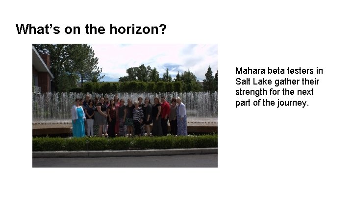 What’s on the horizon? Mahara beta testers in Salt Lake gather their strength for