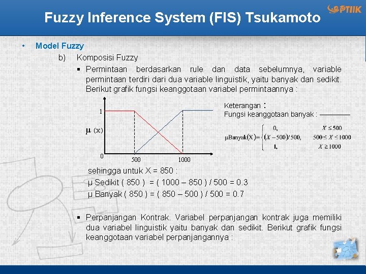 Fuzzy Inference System (FIS) Tsukamoto • Model Fuzzy b) Komposisi Fuzzy § Permintaan berdasarkan