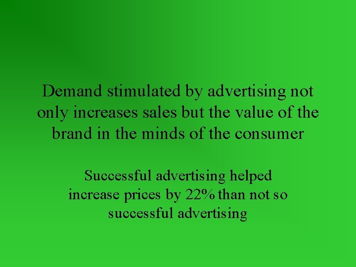 Demand stimulated by advertising not only increases sales but the value of the brand