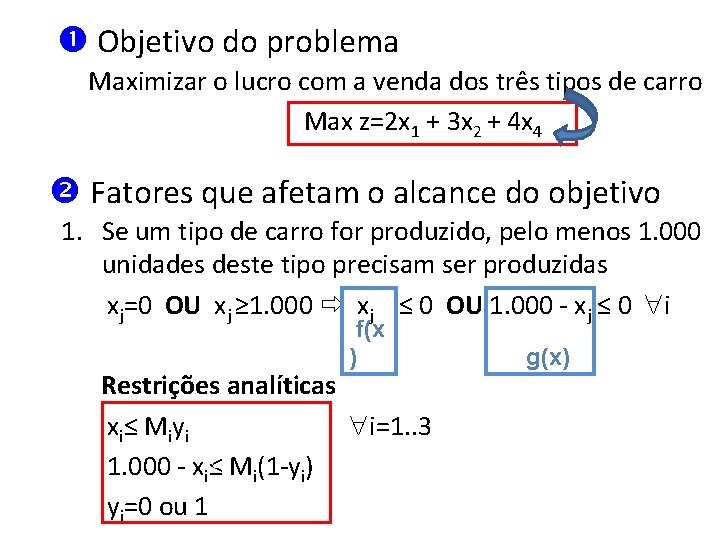  Objetivo do problema Maximizar o lucro com a venda dos três tipos de