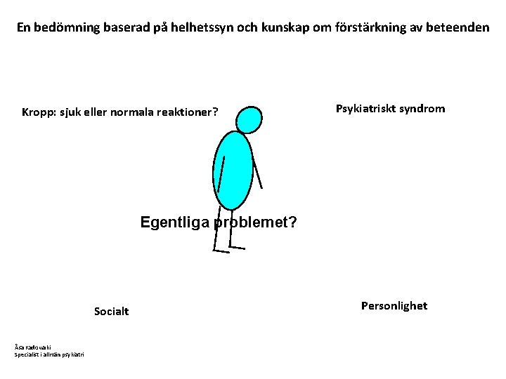 En bedömning baserad på helhetssyn och kunskap om förstärkning av beteenden Kropp: sjuk eller