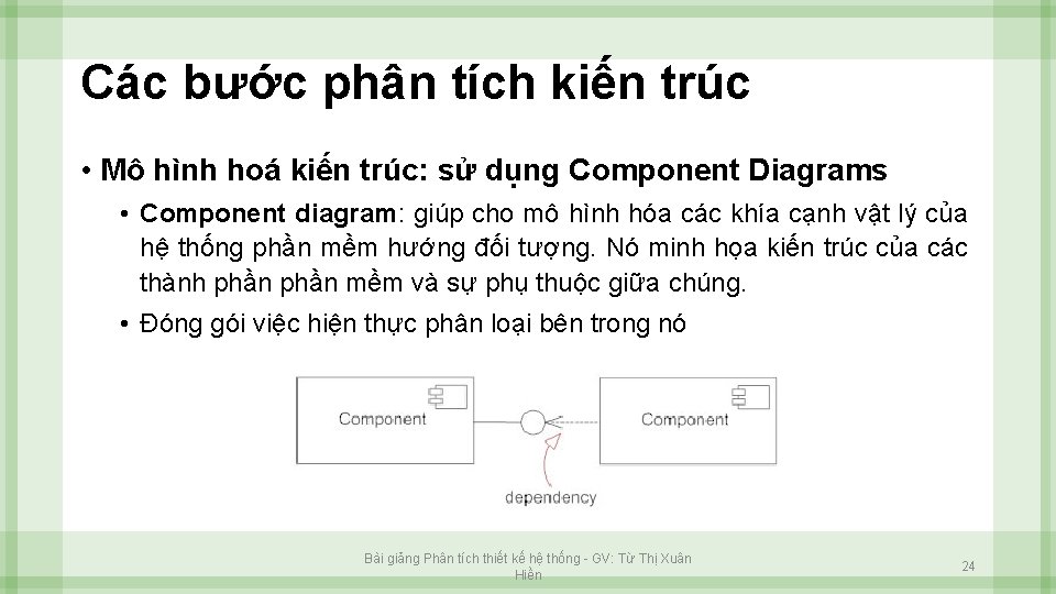 Các bước phân tích kiến trúc • Mô hình hoá kiến trúc: sử dụng