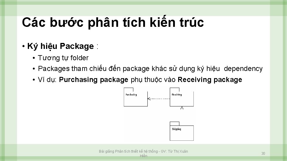 Các bước phân tích kiến trúc • Ký hiệu Package : • Tương tự