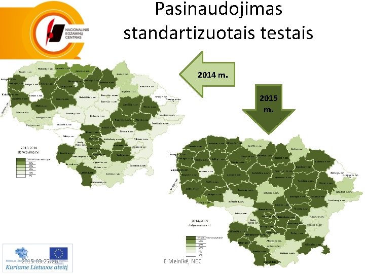 Pasinaudojimas standartizuotais testais 2014 m. 2015 m. 2015. 03. 25/26 E. Melnikė, NEC 