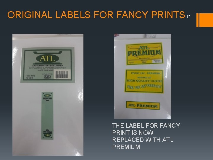 ORIGINAL LABELS FOR FANCY PRINTS THE LABEL FOR FANCY PRINT IS NOW REPLACED WITH