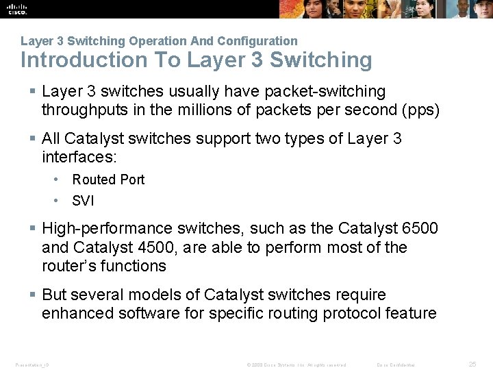 Layer 3 Switching Operation And Configuration Introduction To Layer 3 Switching § Layer 3