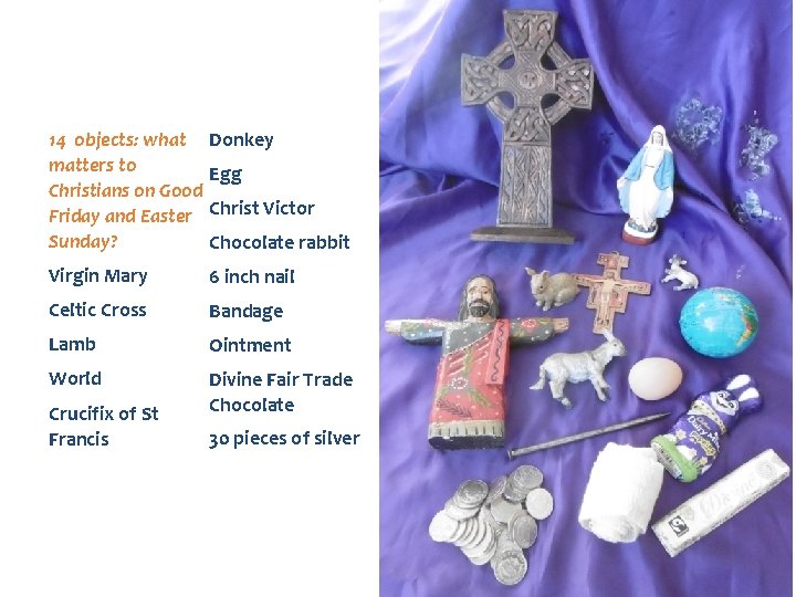 14 objects: what Donkey matters to Egg Christians on Good Friday and Easter Christ