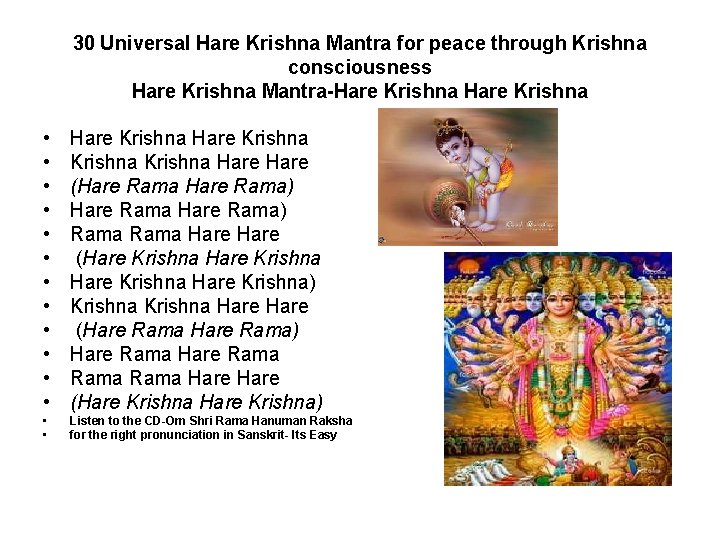 30 Universal Hare Krishna Mantra for peace through Krishna consciousness Hare Krishna Mantra-Hare Krishna