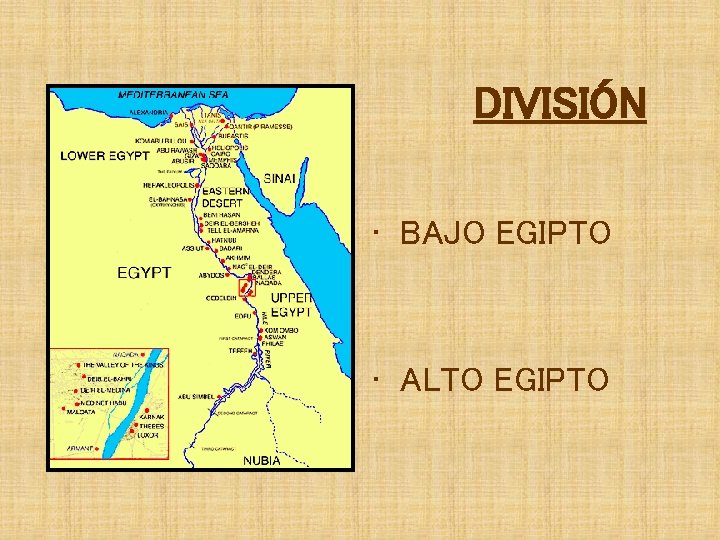 DIVISIÓN • BAJO EGIPTO • ALTO EGIPTO 