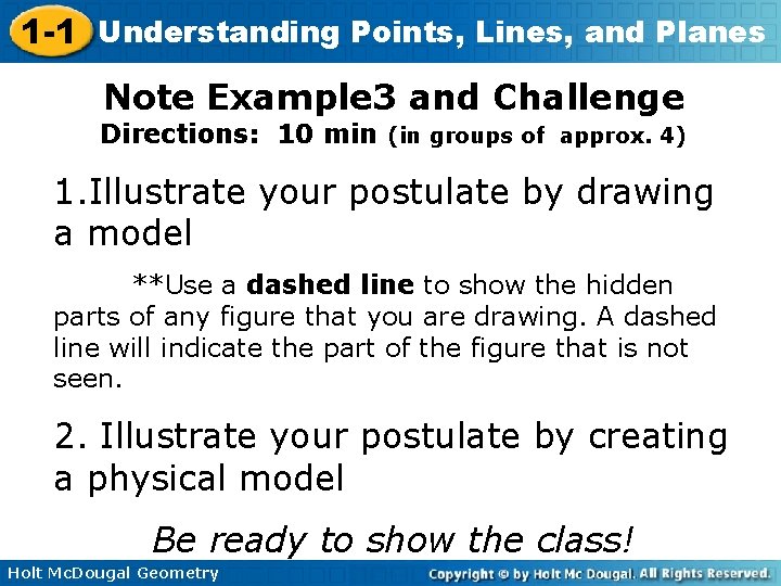 1 -1 Understanding Points, Lines, and Planes Note Example 3 and Challenge Directions: 10