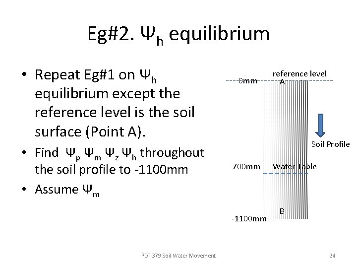 Eg#2. Ψh equilibrium • Repeat Eg#1 on Ψh equilibrium except the reference level is