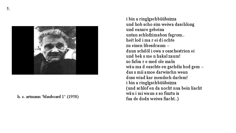 5. h. c. artmann ‘blauboard 1’ (1958) i bin a ringlgschbüübsizza und hob scho