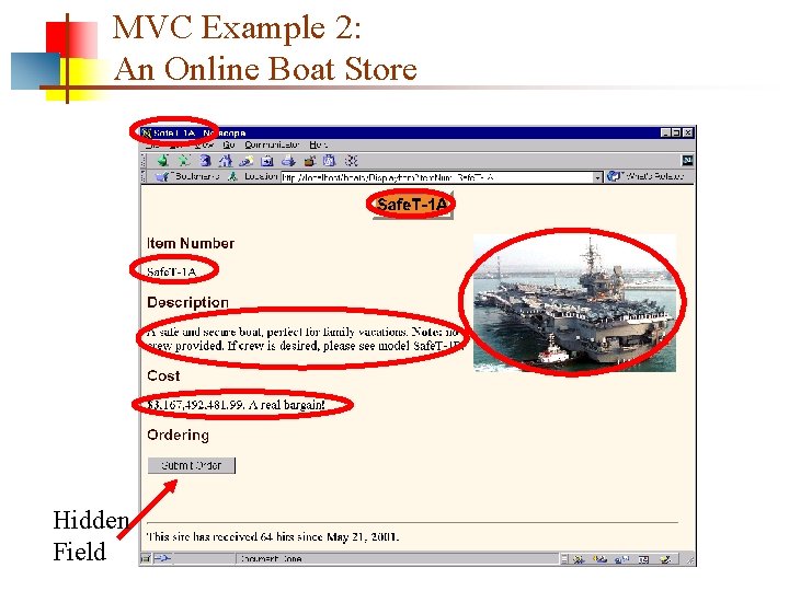 MVC Example 2: An Online Boat Store Hidden Field 