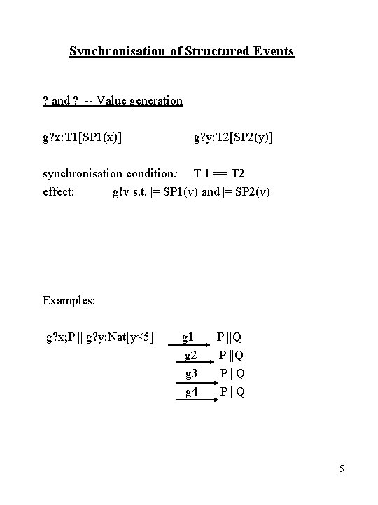 Synchronisation Of Structured Events Scope G X T