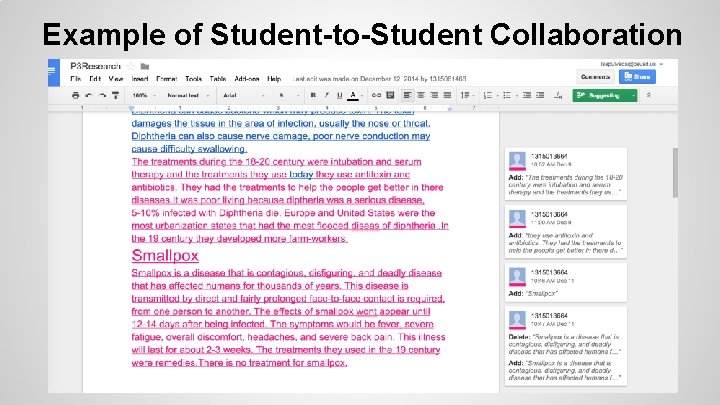Example of Student-to-Student Collaboration 