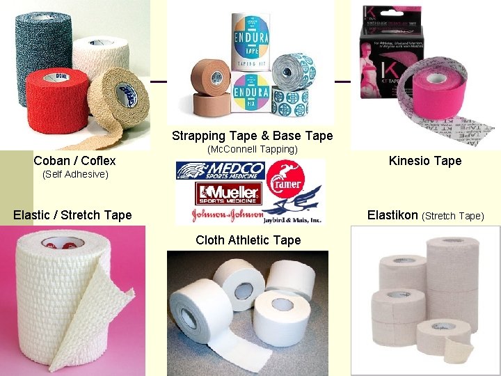 Strapping Tape & Base Tape Coban / Coflex (Mc. Connell Tapping) Kinesio Tape (Self