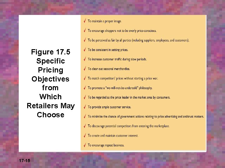 Figure 17. 5 Specific Pricing Objectives from Which Retailers May Choose 17 -15 