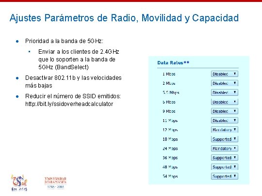 Ajustes Parámetros de Radio, Movilidad y Capacidad ● Prioridad a la banda de 5