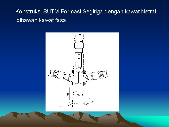 Konstruksi SUTM Formasi Segitiga dengan kawat Netral dibawah kawat fasa 