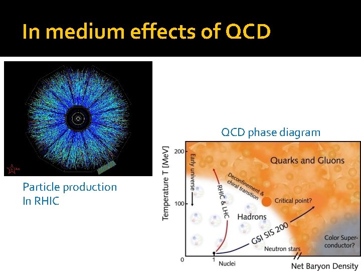 In medium effects of QCD phase diagram Particle production In RHIC 