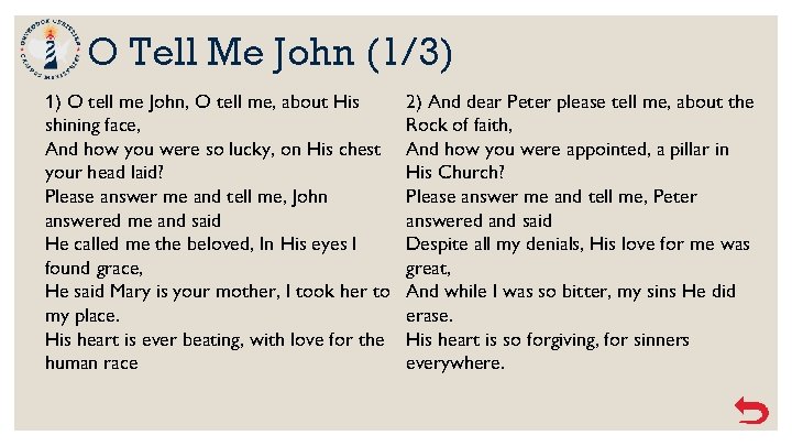 O Tell Me John (1/3) 1) O tell me John, O tell me, about