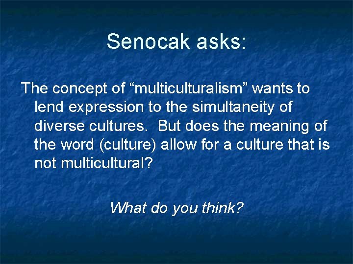 Senocak asks: The concept of “multiculturalism” wants to lend expression to the simultaneity of